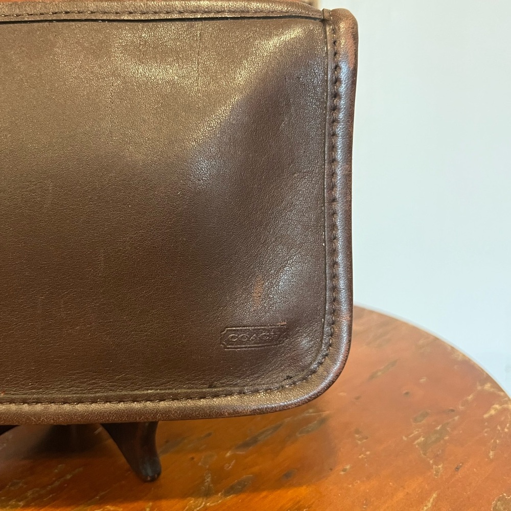 Vintage Coach Chunky Pouch Case Cosmetic Bag Brown Zip USA W/tag & Creed - Picture 2 of 16